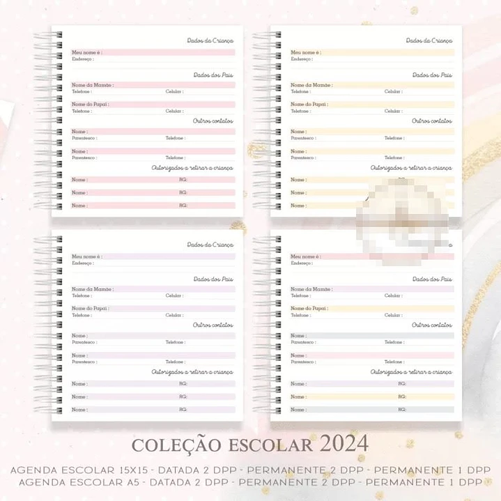 Agenda Escolar Ursinho Aviador e Unicornio Menina Arquivo em Pdf 5