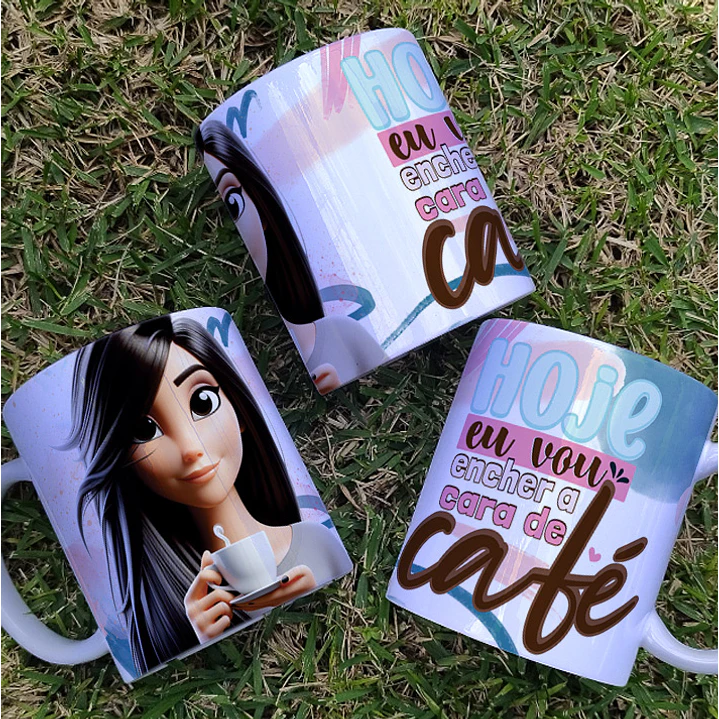 3 Artes para Caneca Menina Café Arquivo Editável  3