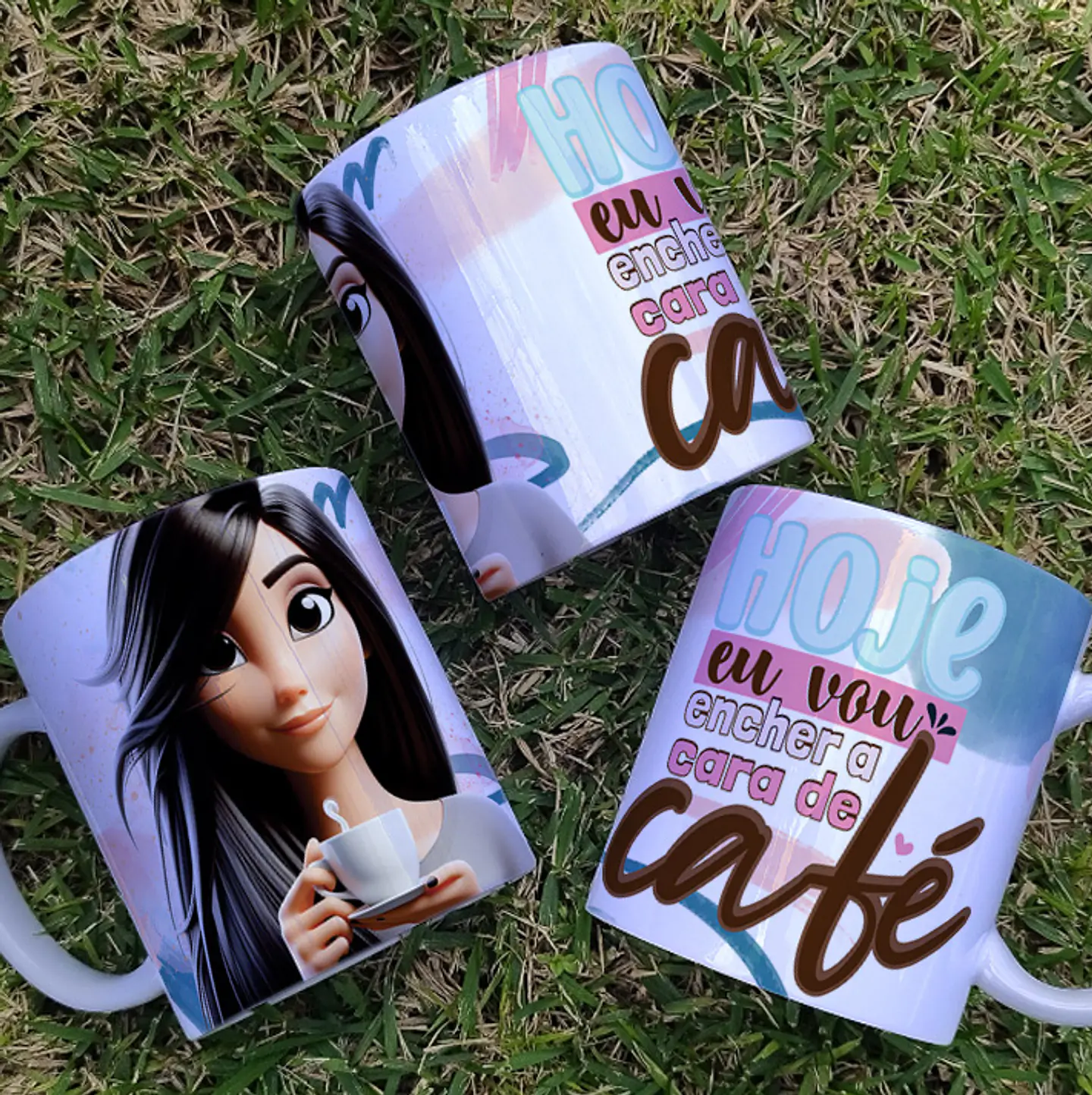 3 Artes para Caneca Menina Café Arquivo Editável  3