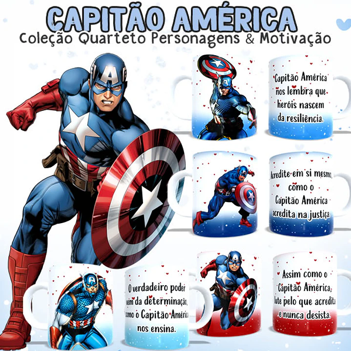 4 Artes para Caneca Capitão América Arquivo em Jpg  1
