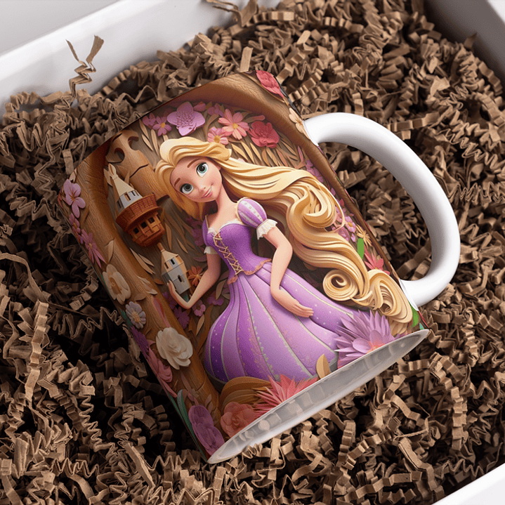 5 Artes para Caneca 3D Princesas da Disney Arquivo em Jpg 4