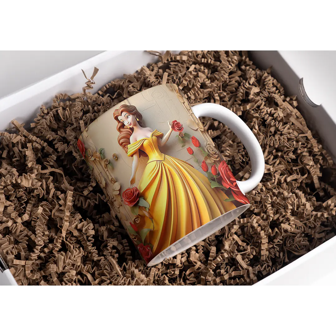 5 Artes para Caneca 3D Princesas da Disney Arquivo em Jpg 5