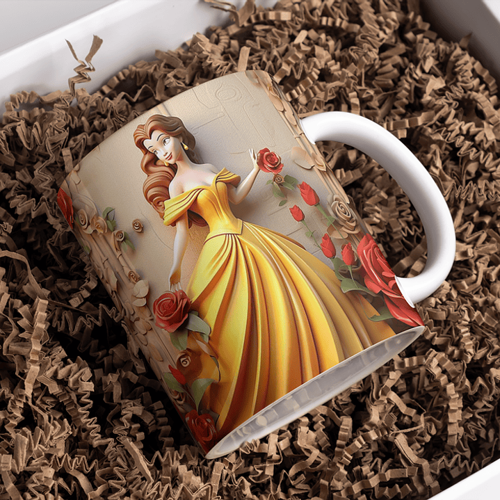 5 Artes para Caneca 3D Princesas da Disney Arquivo em Jpg 5