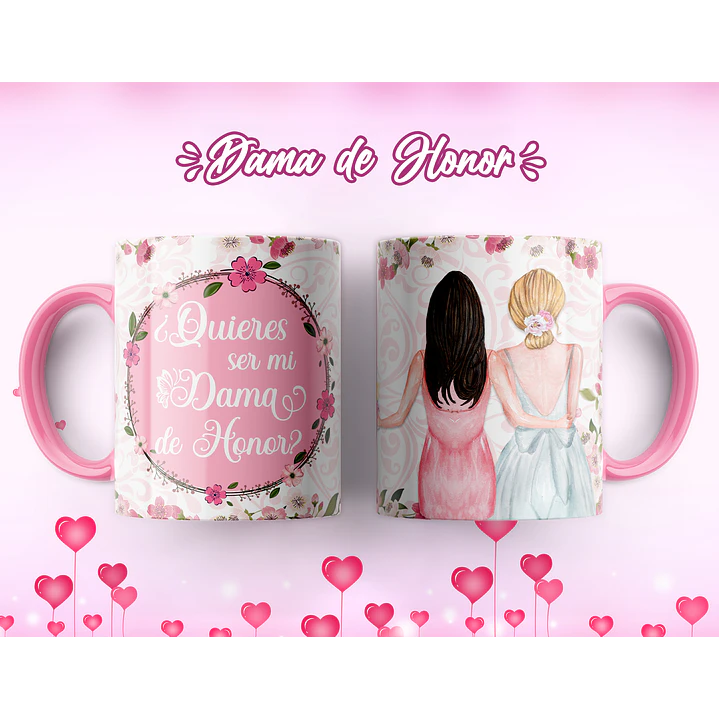 7 Artes para Caneca Dama de Honrra Arquivo Editável 2