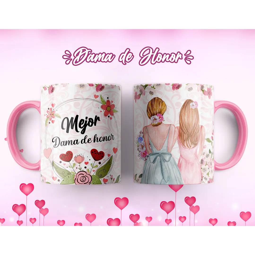 7 Artes para Caneca Dama de Honrra Arquivo Editável 3