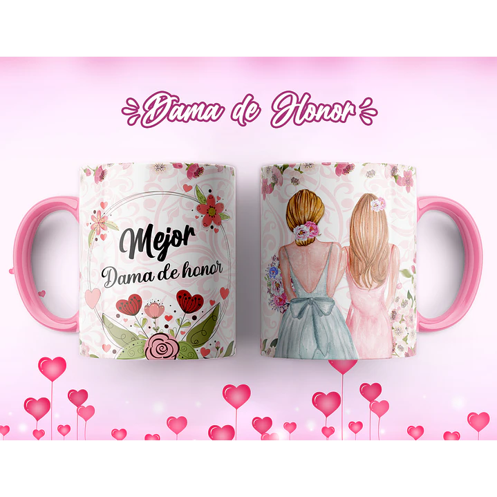 7 Artes para Caneca Dama de Honrra Arquivo Editável 3