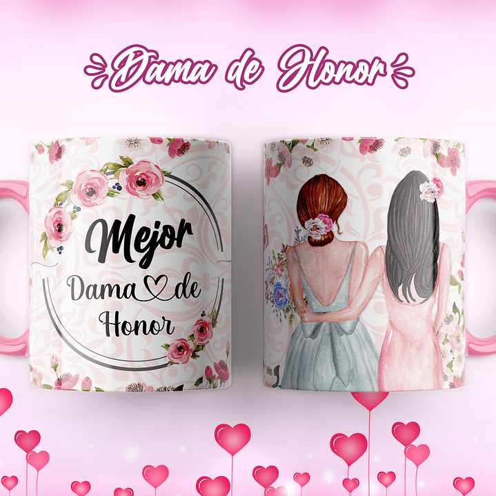 7 Artes para Caneca Dama de Honrra Arquivo Editável 5
