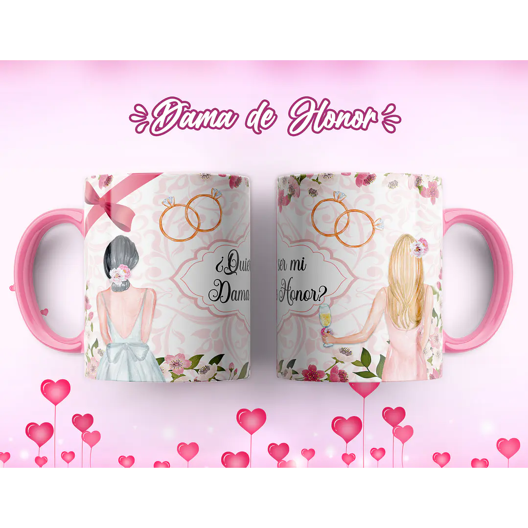 7 Artes para Caneca Dama de Honrra Arquivo Editável 6