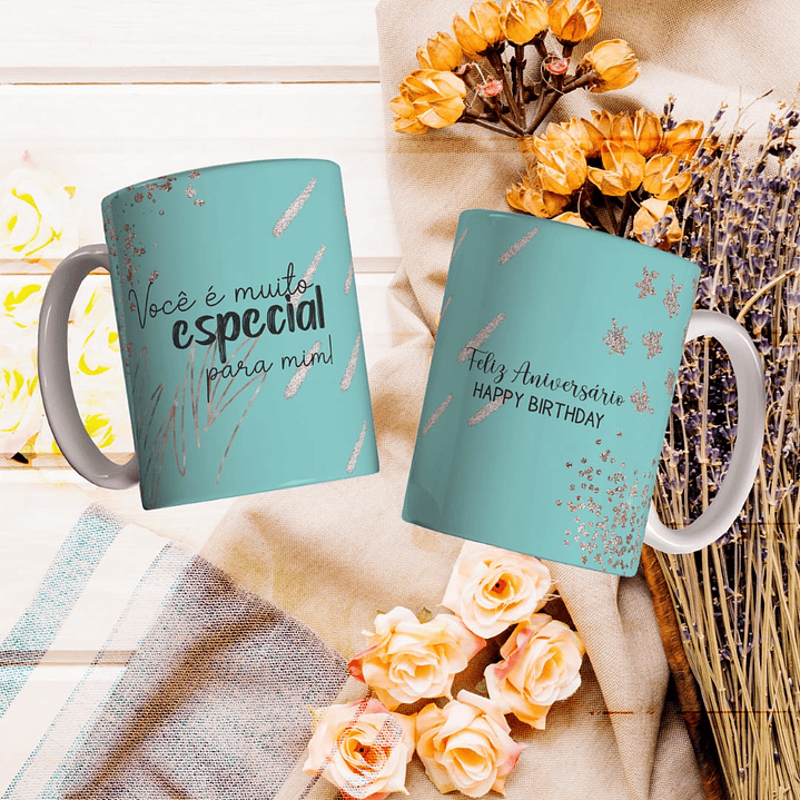 8 Artes para Caneca Feliz Aniversário Arquivo Editável 8