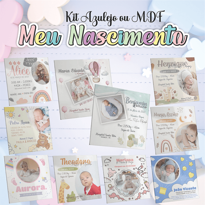 10 Artes para Azulejo Meu Nascimento Arquivo Editável 1