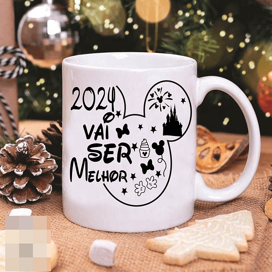 10 Artes para Caneca e Camisa Ano Novo Disney Mickey e Minnie Arquivo Editável