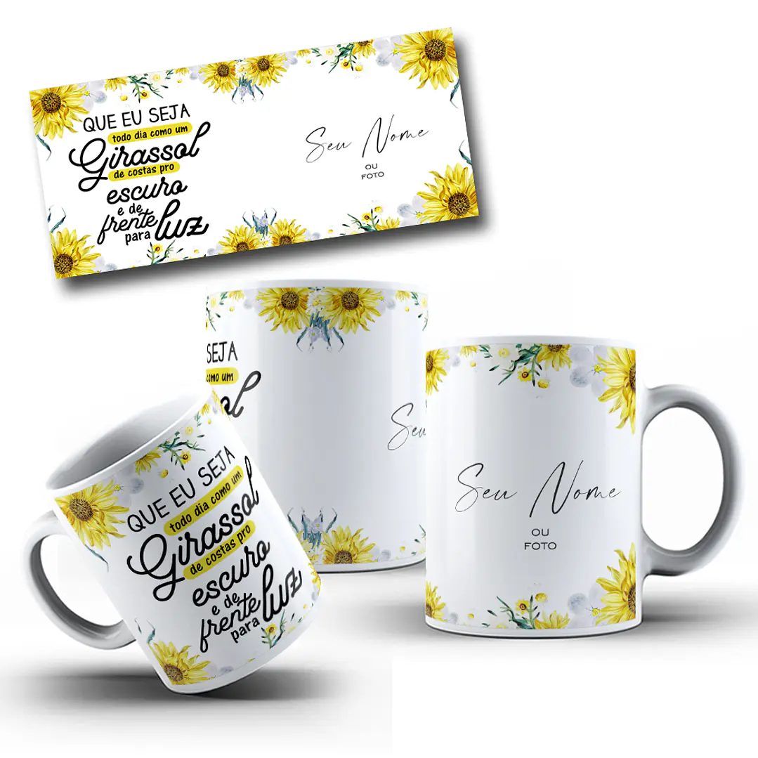 13 Artes para Caneca Girassol Arquivo Editável 1