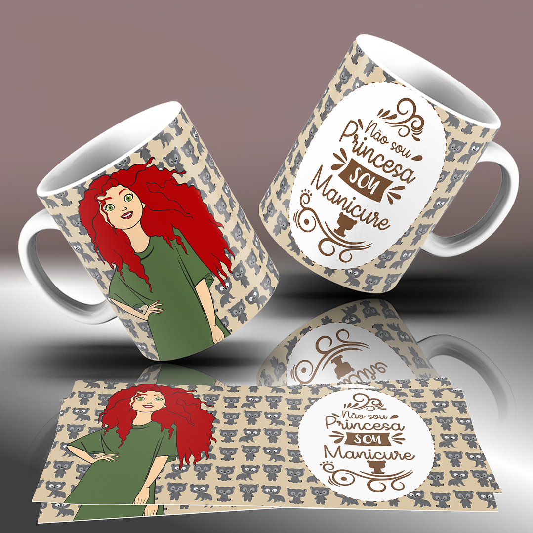 15 Artes para Caneca Princesas da Disney Arquivo Editável 5