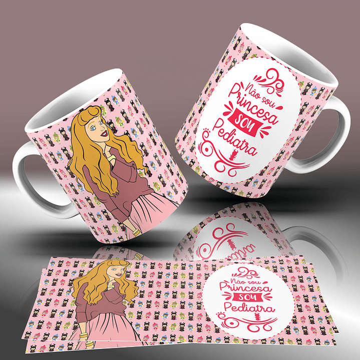 15 Artes para Caneca Princesas da Disney Arquivo Editável 7
