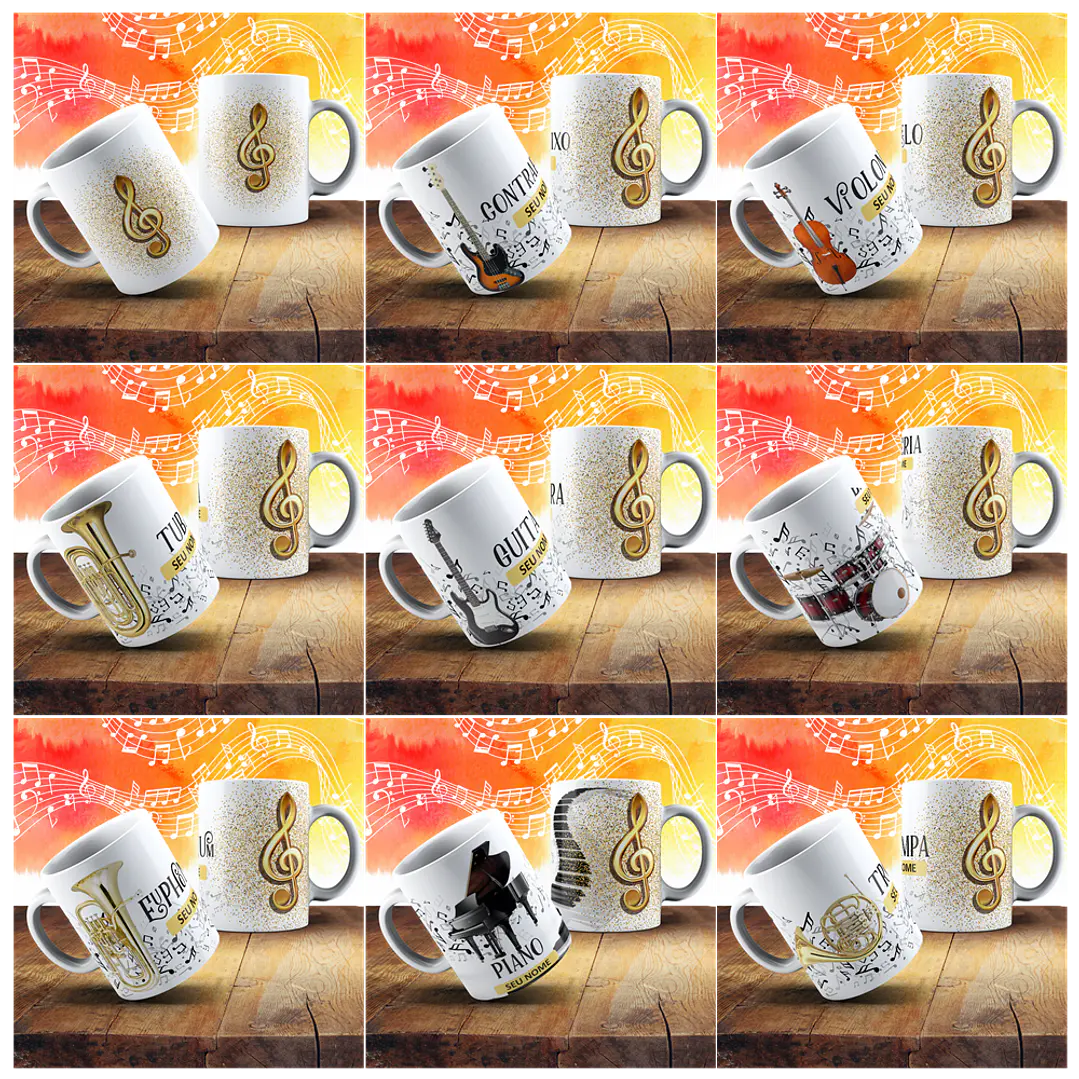 18 Artes para Caneca Instrumentos Musicais Arquivo em Jpg 1