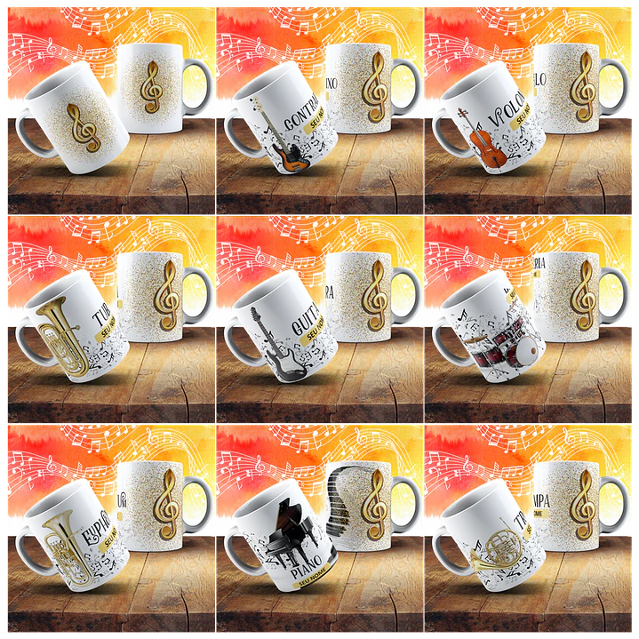 18 Artes para Caneca Instrumentos Musicais Arquivo em Jpg 1