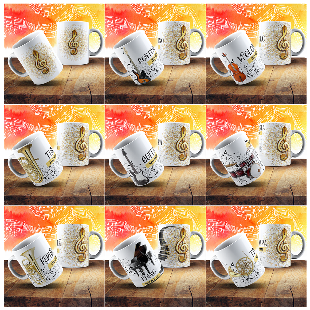 18 Artes para Caneca Instrumentos Musicais Arquivo em Jpg 1
