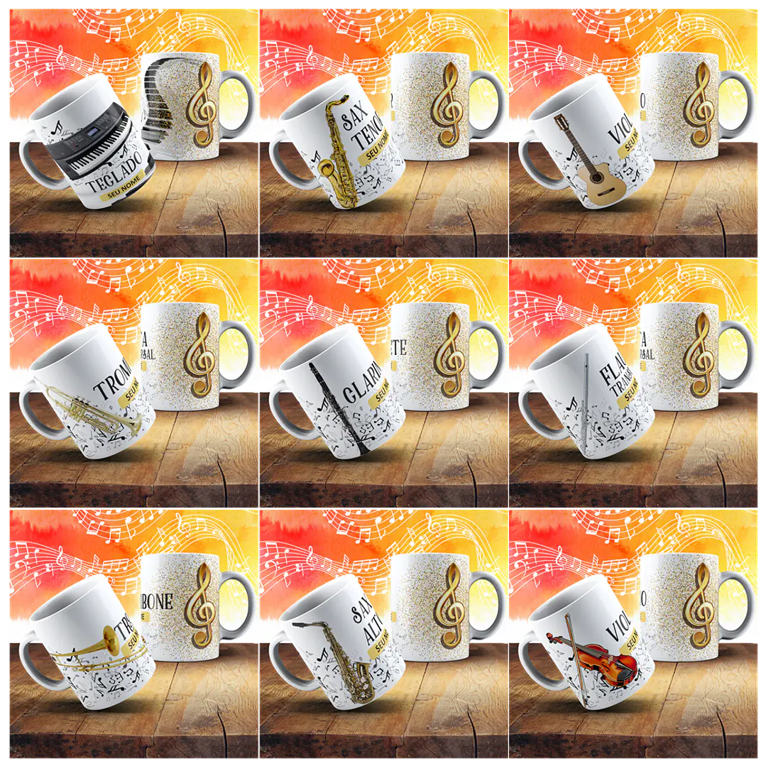 18 Artes para Caneca Instrumentos Musicais Arquivo em Jpg 2