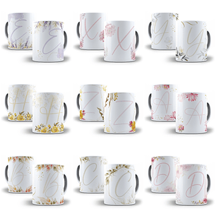 26 Artes para Caneca Alfabeto Arquivo Editável 