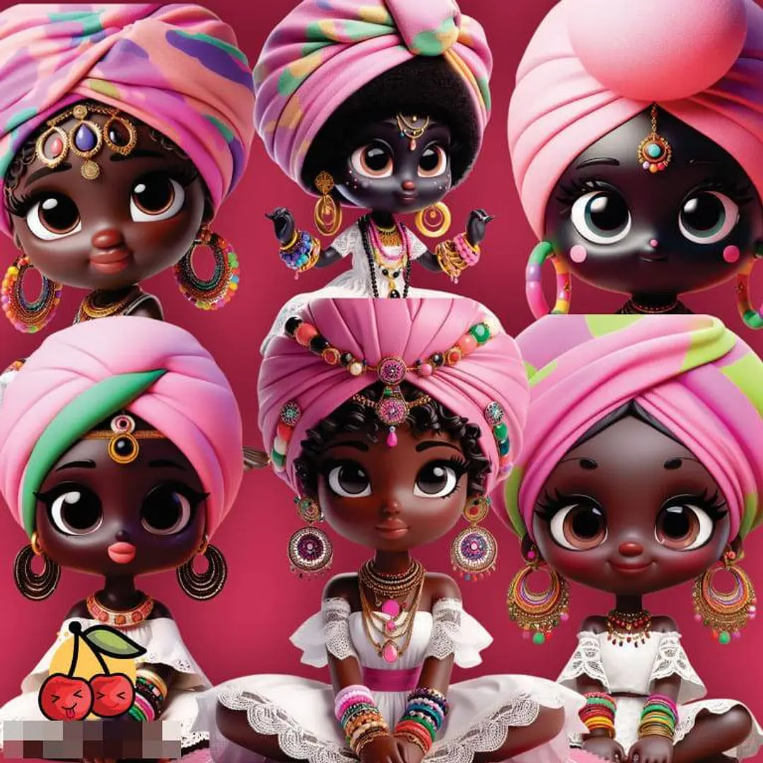 Kit Digital Mascotinha Afro Axé em Png  1