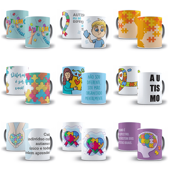 30 Artes para Caneca Autismo Arquivo em Jpg