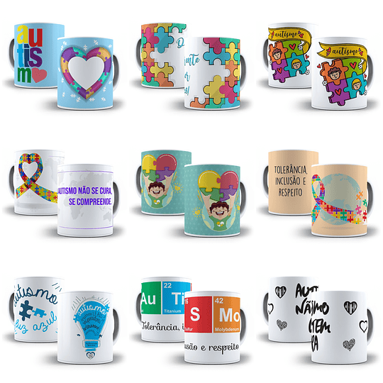 30 Artes para Caneca Autismo Arquivo em Jpg