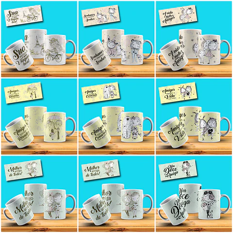33 Artes para Caneca Amizade Amigos Arquivo em Jpg