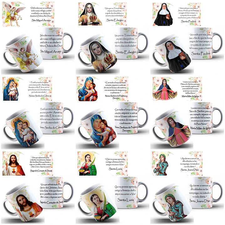 35 Artes para Caneca Santinhos Catolicos com Oração Arquivo Editável 1