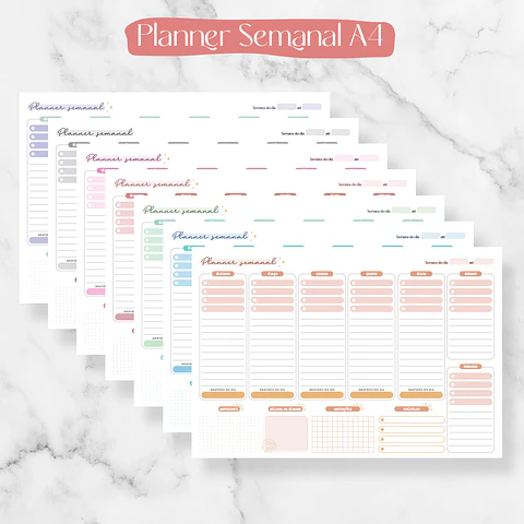 Arquivo para Planner Diário. Mensal e Semanal em Pdf 
