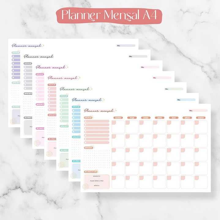 Arquivo para Planner Diário. Mensal e Semanal em Pdf  4