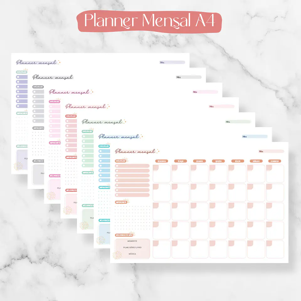 Arquivo para Planner Diário. Mensal e Semanal em Pdf  4