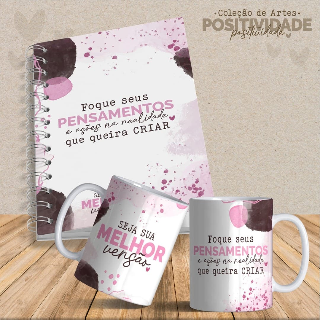 Arquivo para Capa Agendas e Caneca Positividade Arquivo Editável 3