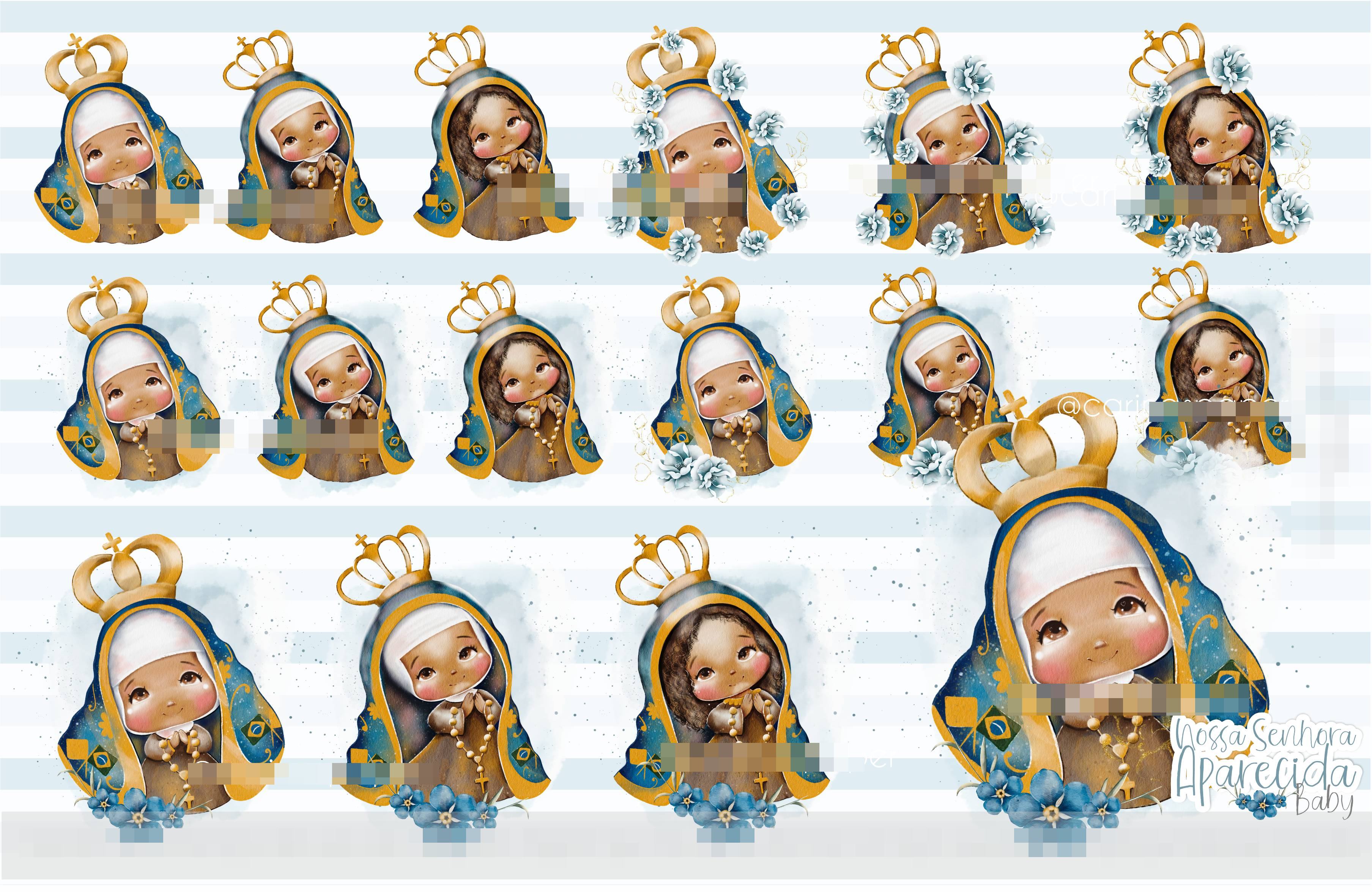 Kit Digital Nossa Senhora Aparecida Baby Aquarela em Png