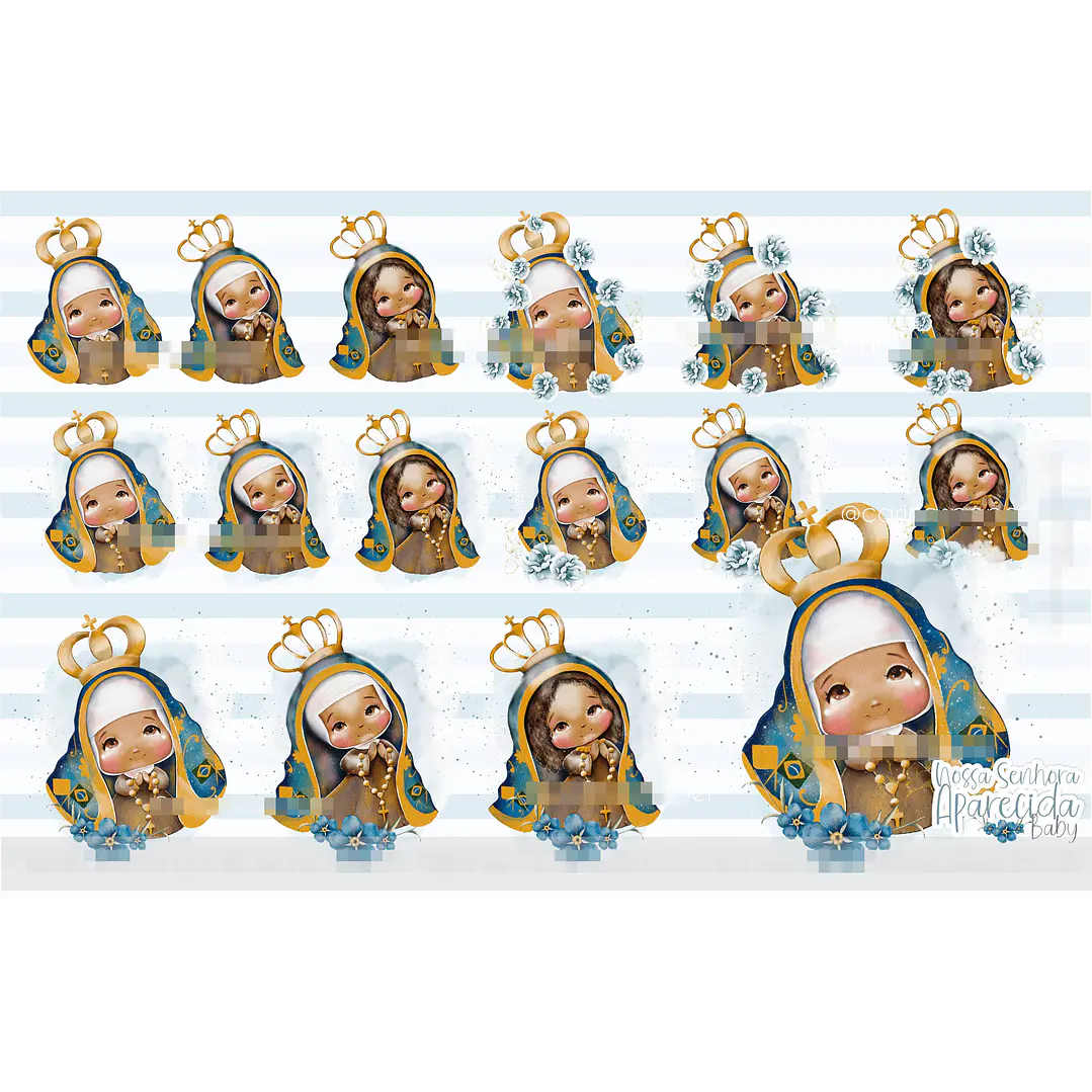 Kit Digital Nossa Senhora Aparecida Baby Aquarela em Png 1