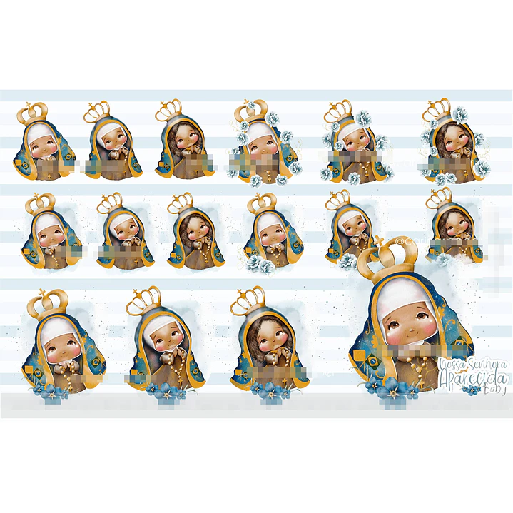 Kit Digital Nossa Senhora Aparecida Baby Aquarela em Png 1