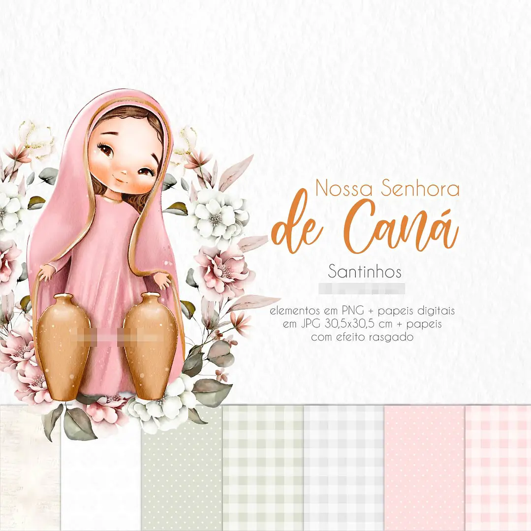 Kit Digital Nossa Senhora de Caná Aquarela em Png  3