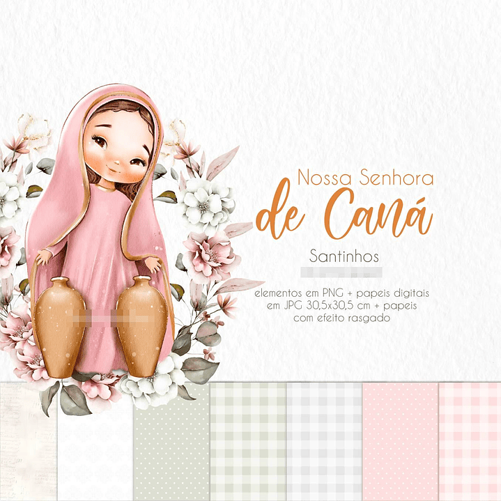 Kit Digital Nossa Senhora de Caná Aquarela em Png  3