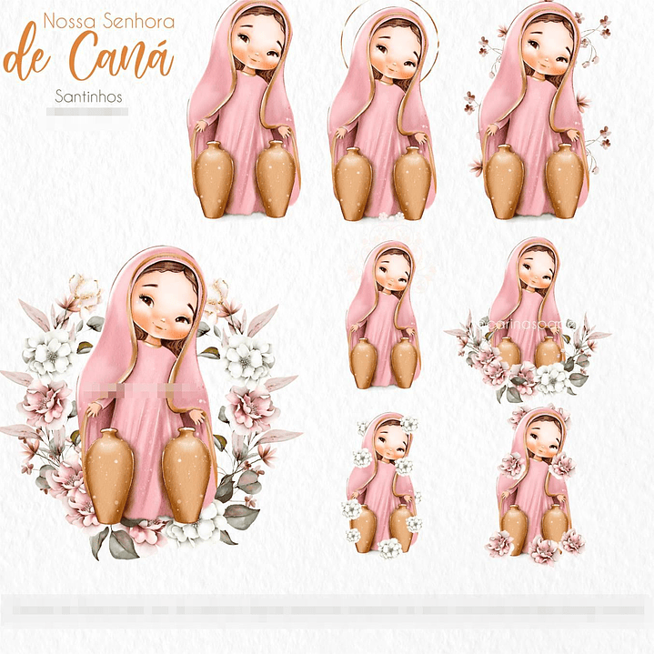 Kit Digital Nossa Senhora de Caná Aquarela em Png  1
