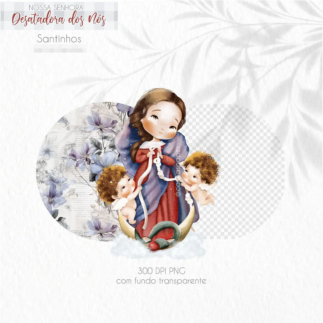 Kit Digital Nossa Senhora Desatadora de Nós Aquarela em Png   4