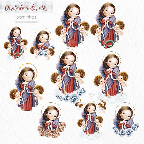 Kit Digital Nossa Senhora Desatadora de Nós Aquarela em Png  