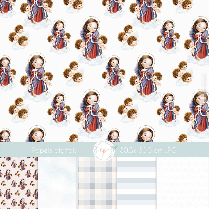 Kit Digital Nossa Senhora Desatadora de Nós Aquarela em Png   6