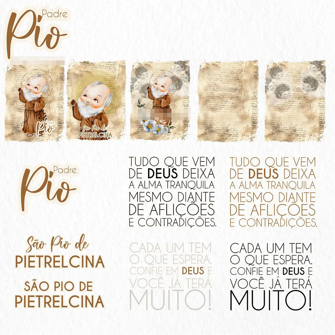 Kit Digital Padre Pio Aquarela em Png  4