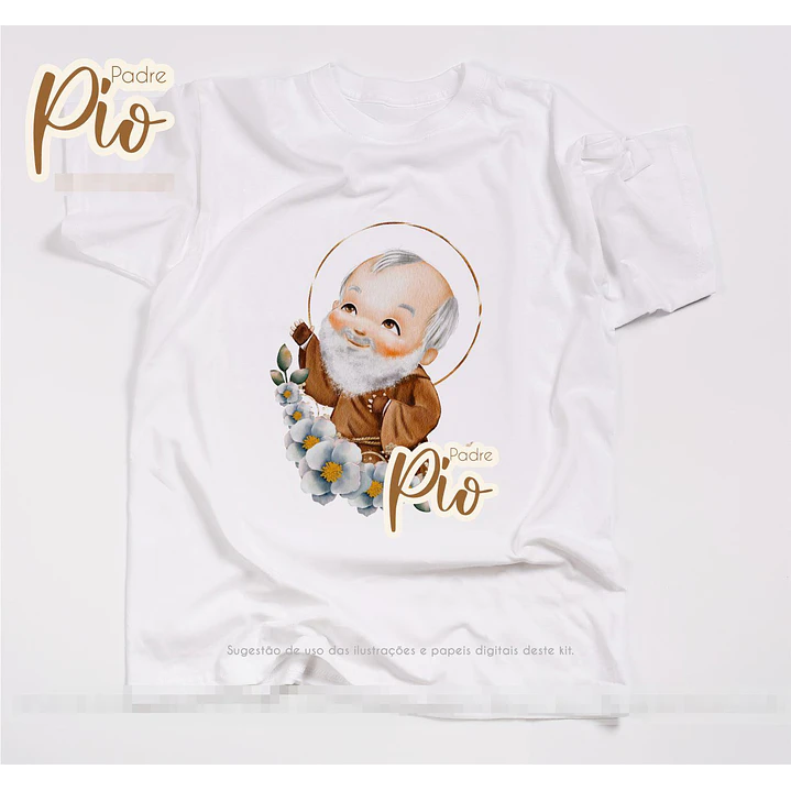Kit Digital Padre Pio Aquarela em Png  7