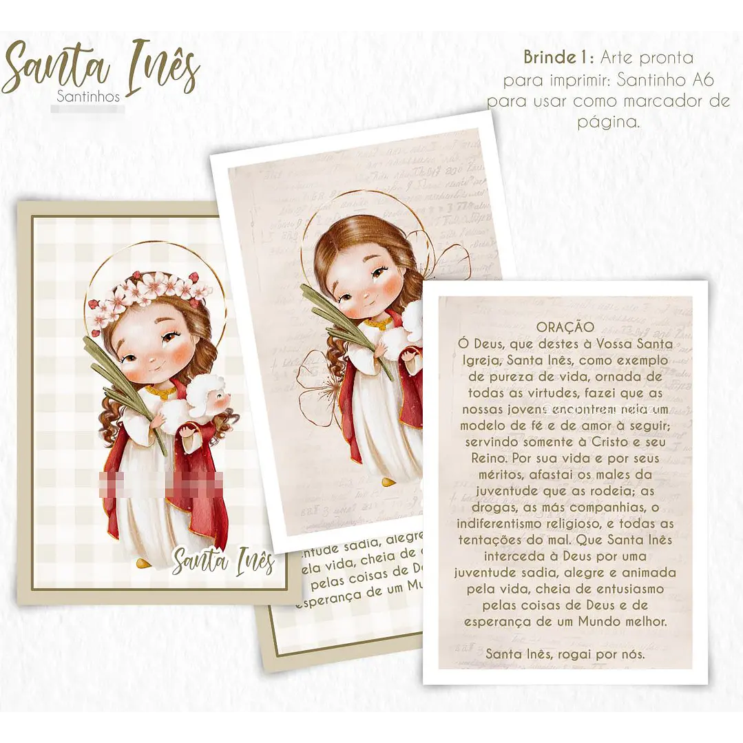 Kit Digital Santa Inês Aquarela em Png  2