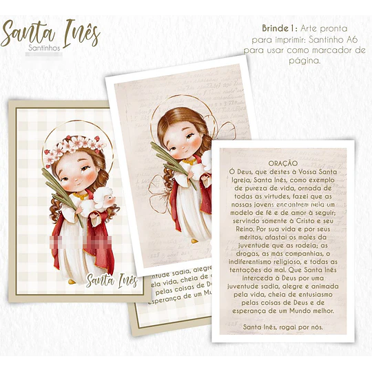 Kit Digital Santa Inês Aquarela em Png