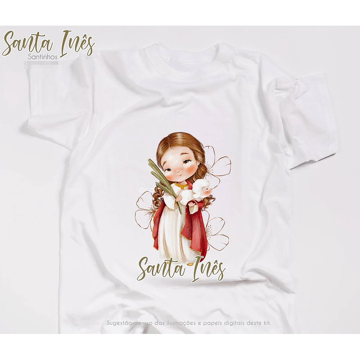Kit Digital Santa Inês Aquarela em Png  6