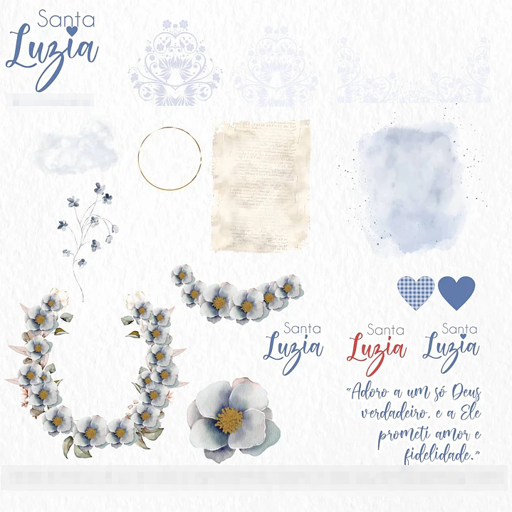 Kit Digital Santa Luzia Aquarela em Png  2