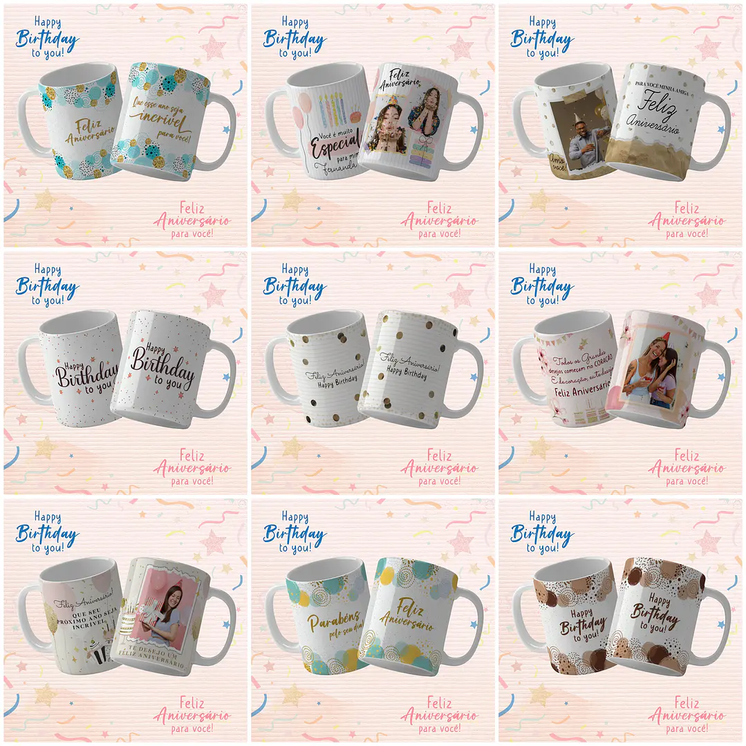 19 Artes para Caneca Aniversário Arquivo Editável 1
