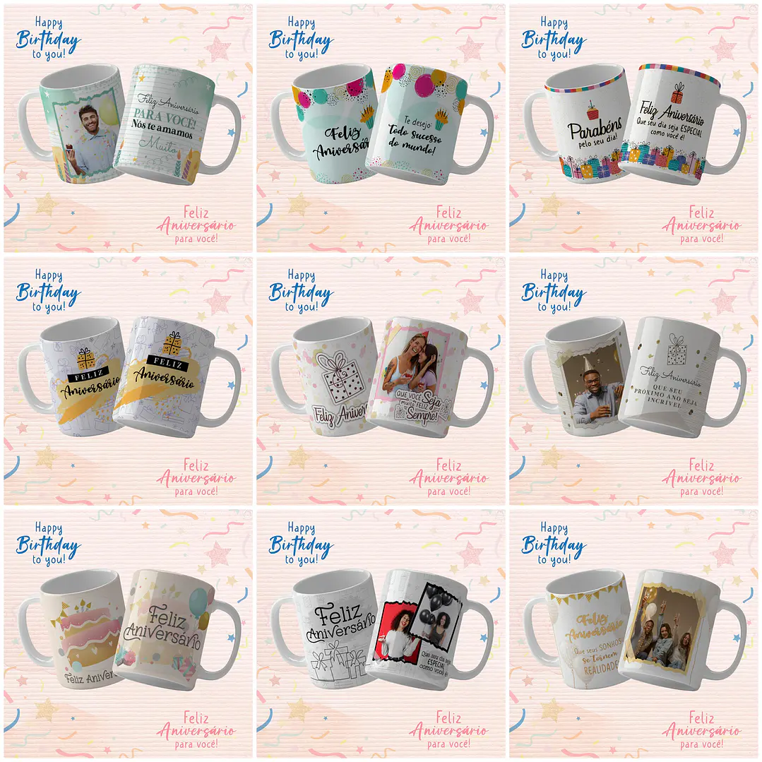 19 Artes para Caneca Aniversário Arquivo Editável 2