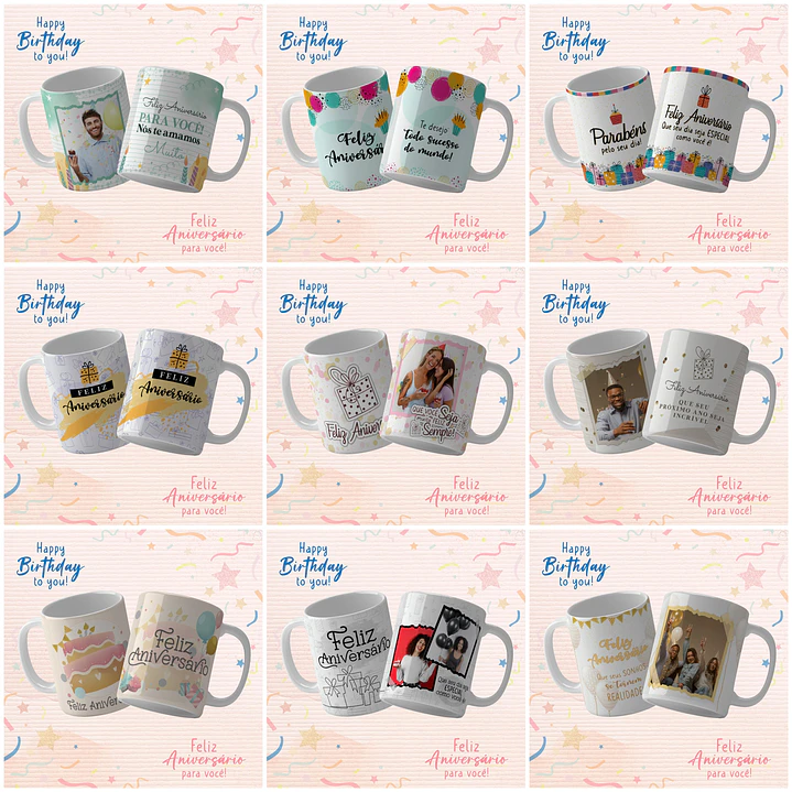 19 Artes para Caneca Aniversário Arquivo Editável 2